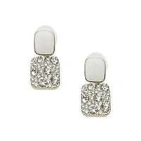 Stylish Korean Style White Square Crystal Earrings For Women and Girls-thumb1