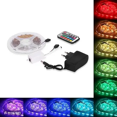 RSCT 5 Meter LED Strip Lights Waterproof LED Light Strip with Bright RGB Color Changing Light Strip with 24 Keys IR Remote Controller and Power Supply for Home (Multicolor)