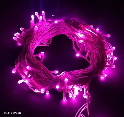 RSCT 15 Meter 50 LED Decorative Pink Pixel Led String/Rice Light | 36 Feet Single Colour Diwali Still Led Ladi String Light for Home Decor, Christmas, Diwali and Festive Decoration Power Pixel (Pink)-thumb0