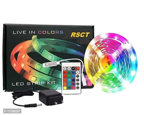 RSCT Led Strip Lights Kit Color Changing 5050 RGB 300 LED's Light Strips Kit with 16 Color for Bedroom, Home, DIY Decoration (24 Key IR Remote) (5 Meter)-thumb0