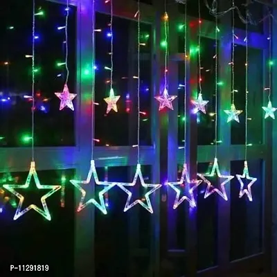 RSCT Star Curtain Lights 12 Stars,138 String Led Light 2.5 Meter for Christmas Decoration-Strip Led Light for Party Birthday Valentine Rooms Decor-Christmas (Multi)-thumb0