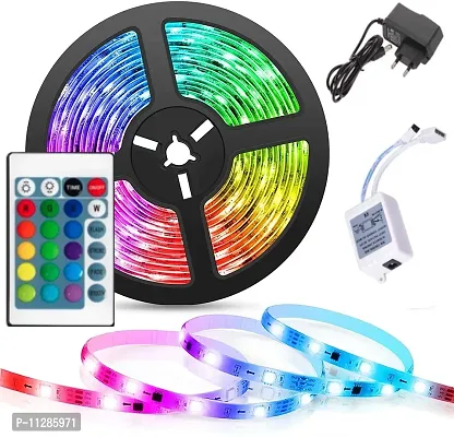 Led Strip RSCT 5 Meter Lights Waterproof LED Light Strip with Bright RGB Color Changing Light Strip with 24 Keys IR Remote Controller and Power Supply for Home (Multicolor)