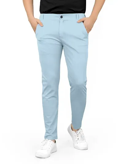 Stylish Men Lycra Mid-Rise Casual Trouser