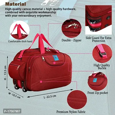 Epoch Nylon 55 litres Waterproof Strolley Duffle Bag- 2 Wheels - Luggage Bag - (RED) ONE Size-thumb4