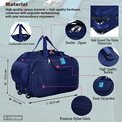 Epoch Nylon 55 litres Waterproof Strolley Duffle Bag- 2 Wheels - Luggage Bag - (Navy Blue)-thumb5