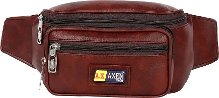 Axen Bags Axen Artificial Leather Waist Bag for Money, Belt, Phone, Cards, Document and Books Artificial Leather Waist Bag (Dark Brown)-thumb3