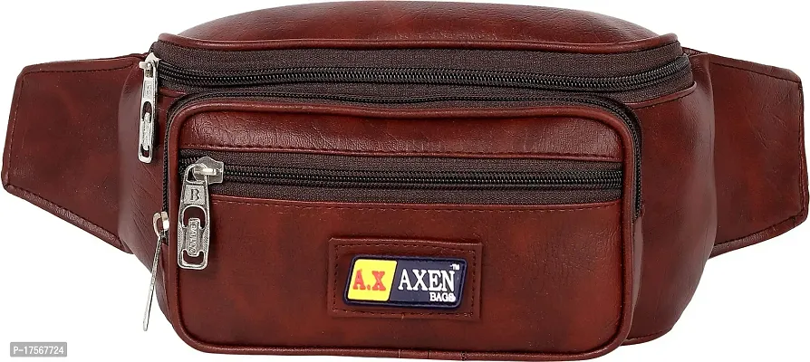Axen Bags Axen Artificial Leather Waist Bag for Money, Belt, Phone, Cards, Document and Books Artificial Leather Waist Bag (Dark Brown)-thumb4