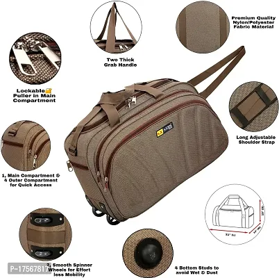 Duffle_PRO Nylon 55 litres Waterproof Strolley Duffle Bag- 2 Wheels - Luggage Bag (Brown) ONE Size-thumb5