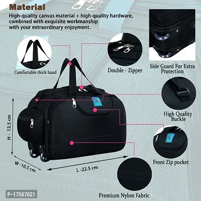 Epoch Nylon 55 litres Waterproof Strolley Duffle Bag- 2 Wheels - Luggage Bag - (Black)-thumb4