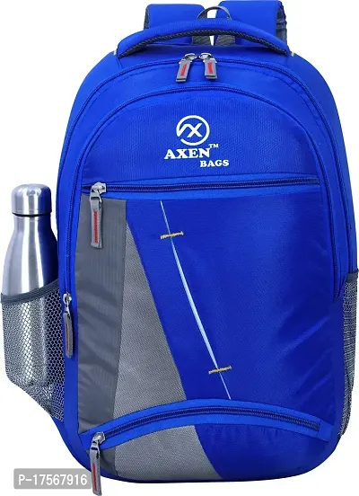 AXEN BAGS Laptop Backpack 30L Medium TRI-color Laptop Backpack Medium 30L Unisex College  School Bag (Blue)-thumb0