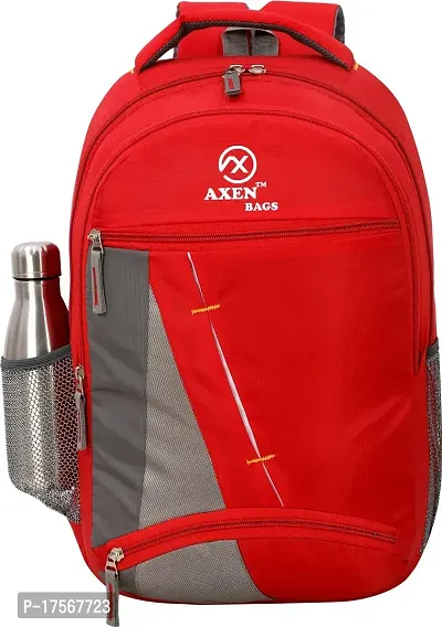 AXEN BAGS Laptop Backpack 30L Medium TRI-color Laptop Backpack Medium 30L Unisex College  School Bag (Red)-thumb0