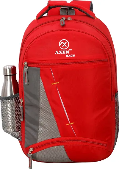 AXEN BAGS Laptop Backpack 30L Medium TRI-color Laptop Backpack Medium 30L Unisex College School Bag (Red)