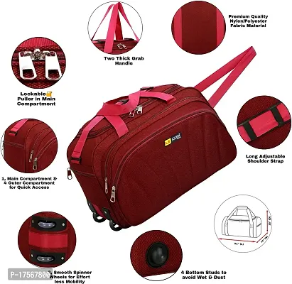 Duffle_PRO Nylon 55 litres Waterproof Strolley Duffle Bag- 2 Wheels - Luggage Bag (RED) ONE Size-thumb5