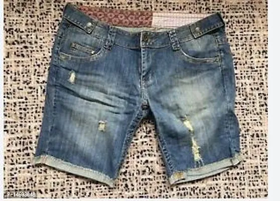 Stylish Fancy Denim Shorts For Women-thumb0