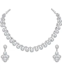 Stylish White Alloy American Diamond Jewellery Set For Women-thumb1