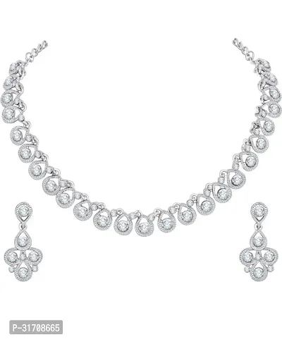 Stylish White Alloy American Diamond Jewellery Set For Women-thumb2