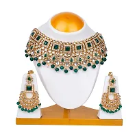 Stylish Green Alloy American Diamond Jewellery Set For Women-thumb1