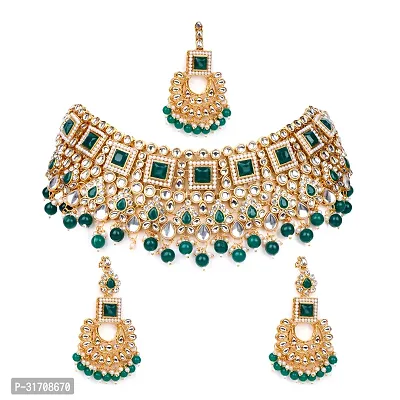 Stylish Green Alloy American Diamond Jewellery Set For Women-thumb0