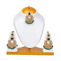 Stylish Green Alloy American Diamond Jewellery Set For Women-thumb2