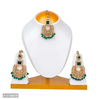 Stylish Green Alloy American Diamond Jewellery Set For Women-thumb3