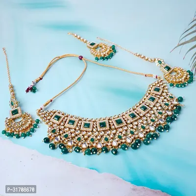 Stylish Green Alloy American Diamond Jewellery Set For Women-thumb4