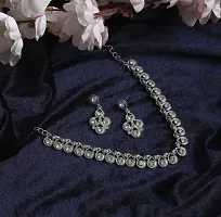 Stylish White Alloy American Diamond Jewellery Set For Women-thumb2