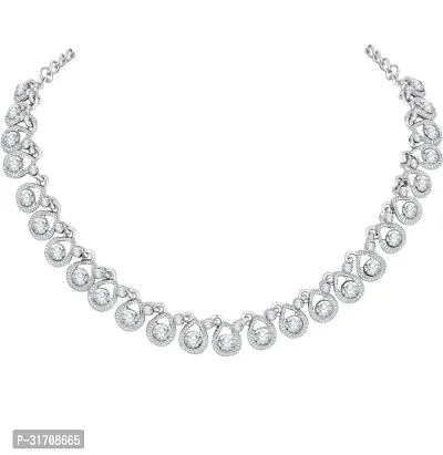 Stylish White Alloy American Diamond Jewellery Set For Women-thumb5