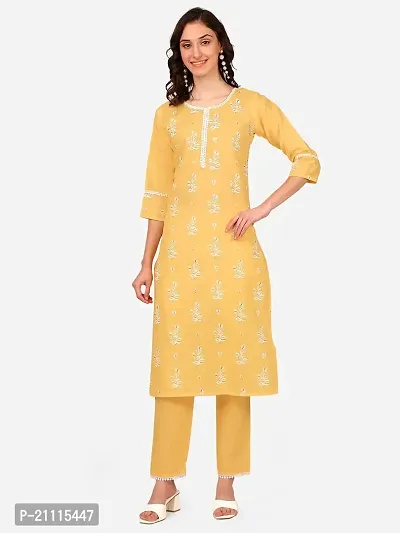 RIMS16 Women's Block Printed Cotton Blend Kurta Pant Set