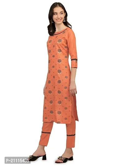 RIMS16 Women's Foil Printed Cotton Blend Kurti with Pant Set-thumb4