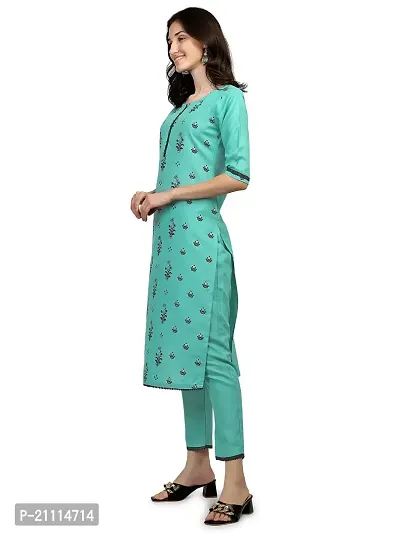 RIMS16 Women's Foil Printed Cotton Blend Kurti with Pant-thumb4