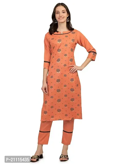 RIMS16 Women's Foil Printed Cotton Blend Kurti with Pant Set-thumb0