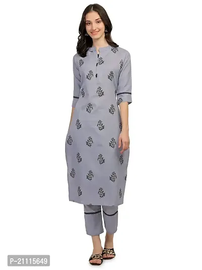 RIMS16 Foil Printed Cotton Blend Kurti with Pant for Women's