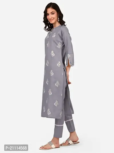 RIMS16 Block Printed Cotton Blend Kurta Pant Set for Women's-thumb4