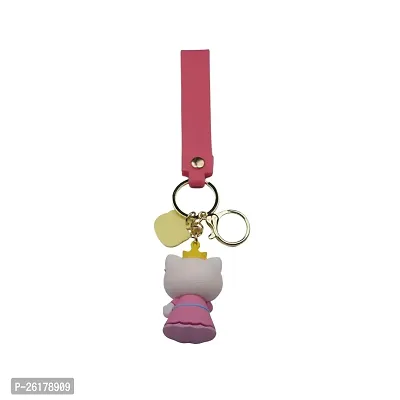 Offo || Hello Kitty - Pink Kitty Rubber Keychain - 2 Soft Rubber 3D Designer Superhero Toy Keychain keyring for Bike  Car