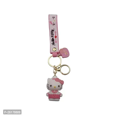 Offo || Hello Kitty - Pink Kitty Rubber Keychain - 1 Soft Rubber 3D Designer Superhero Toy Keychain keyring for Bike  Car