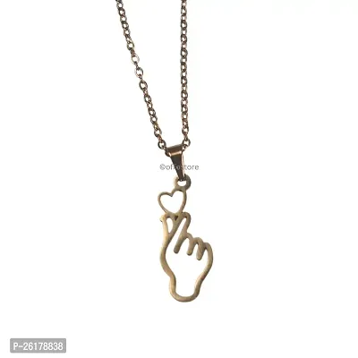 Offo Korean Heart Locket| Beautifully Strawhat Designed Pendant Necklace Brass Locket