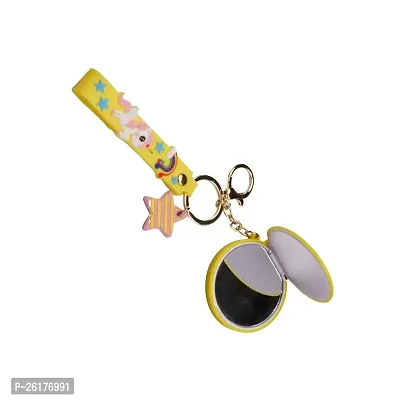Offo || Dream Life Unicorn Yellow Mirror Cosmetic Keychain Soft Rubber 3D Designer Superhero Toy Keychain keyring for Bike  Car-thumb2