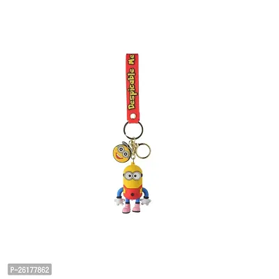 Offo?|| Cartoon Series : Despicable Me Red Minion Keychain Soft Rubber 3D Designer Superhero Toy Keychain keyring for Bike  Car