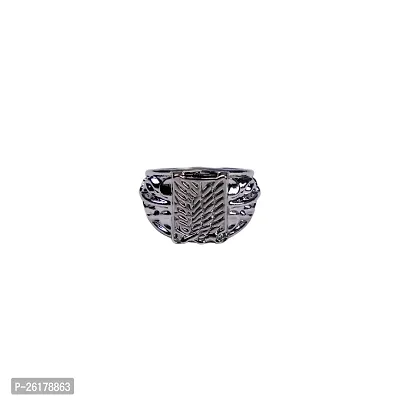 Offo Attack On Titan Anime Wings Of Freedom Ring Silver| Stylish and Durable Desgin Ring for anime fans| Ideal for men and women (Ring Silver)-thumb0