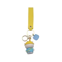 Offo || Hello Kitty - Yellow Kitty Rubber Keychain Soft Rubber 3D Designer Superhero Toy Keychain keyring for Bike  Car-thumb1