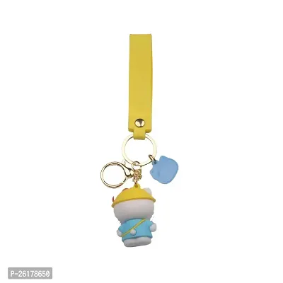 Offo || Hello Kitty - Yellow Kitty Rubber Keychain Soft Rubber 3D Designer Superhero Toy Keychain keyring for Bike  Car-thumb2