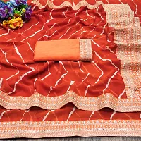 Stylish Orange Georgette Embroidered Saree with Blouse piece for Women-thumb2