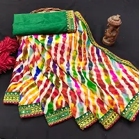 Attractive Georgette Leheria Saree  with Blouse Piece-thumb2