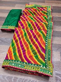 Attractive Georgette Leheria Saree  with Blouse Piece-thumb3