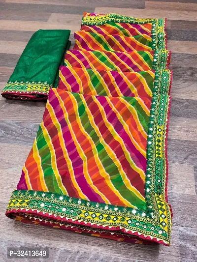 Attractive Georgette Leheria Saree  with Blouse Piece-thumb4