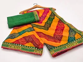 Attractive Georgette Leheria Saree  with Blouse Piece-thumb1