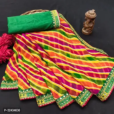 Attractive Georgette Leheria Saree  with Blouse Piece-thumb0