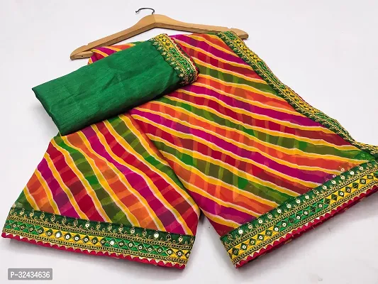 Attractive Georgette Leheria Saree  with Blouse Piece-thumb4