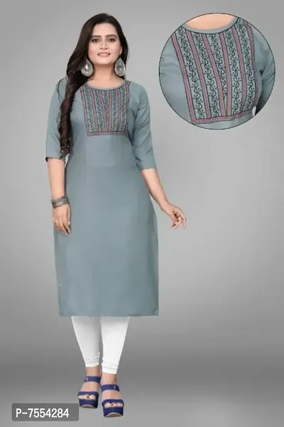 Pretty Cotton Blend Embroidered Kurtas For Women