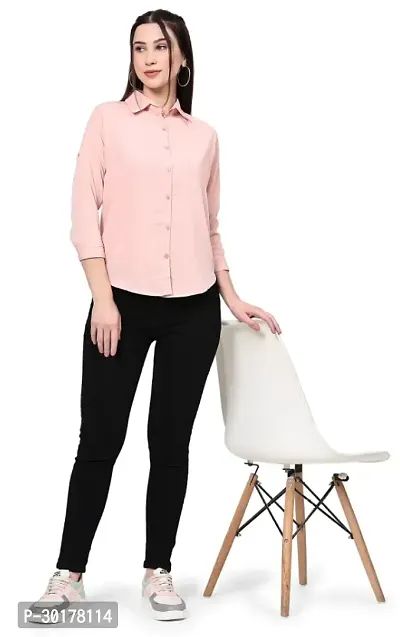 Elegant Pink Cotton Solid Shirt For Women-thumb0